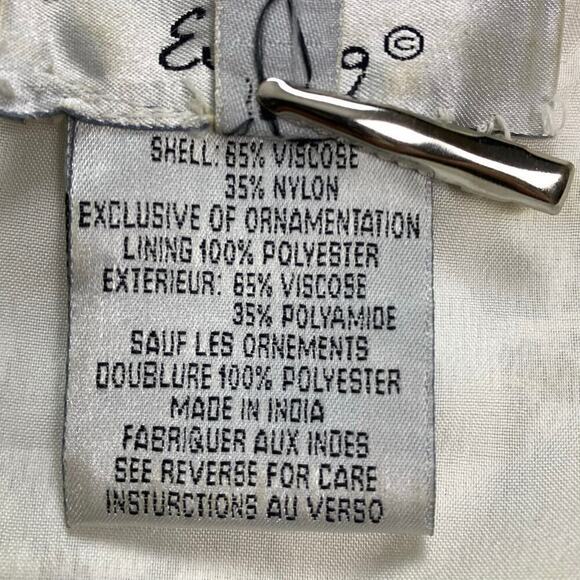 Papell Boutique Evening Off White Lace Beaded Sheath Dress w Long Jacket  Sz 12 - Picture 9 of 13